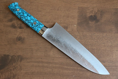 Thương hiệu Takeshi Saji SRS 13 Rèn thủ công Dao đa năng Santoku dao Nhật 180mm chuôi dao làm từ đá Ngọc Lam xanh  dương