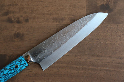 Thương hiệu Takeshi Saji SRS 13 Rèn thủ công Dao đa năng Santoku dao Nhật 180mm chuôi dao làm từ đá Ngọc Lam xanh  dương