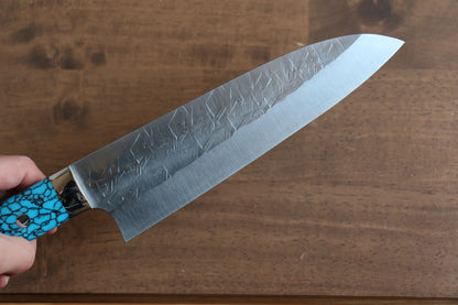 Thương hiệu Takeshi Saji SRS 13 Rèn thủ công Dao đa năng Santoku dao Nhật 180mm chuôi dao làm từ đá Ngọc Lam xanh  dương