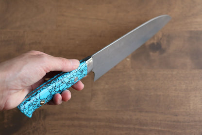 Thương hiệu Takeshi Saji SRS 13 Rèn thủ công Dao đa năng Santoku dao Nhật 180mm chuôi dao làm từ đá Ngọc Lam xanh  dương