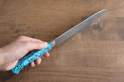 Thương hiệu Takeshi Saji SRS 13 Rèn thủ công Dao đa năng Santoku dao Nhật 180mm chuôi dao làm từ đá Ngọc Lam xanh  dương