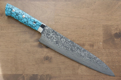 Thương hiệu Takeshi Saji R2/SG2 Thép Damascus đen Dao đa năng Gyuto dao Nhật 210mm chuôi dao làm từ đá Ngọc Lam