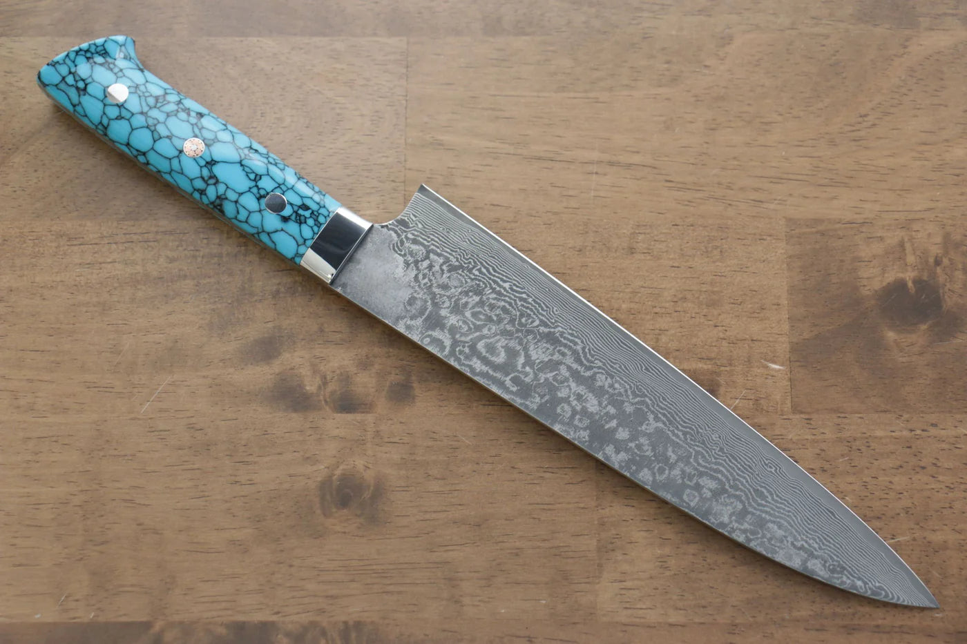 Thương hiệu Takeshi Saji R2/SG2 Thép Damascus đen Dao đa năng Gyuto dao Nhật 210mm chuôi dao làm từ đá Ngọc Lam