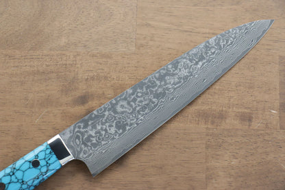 Thương hiệu Takeshi Saji R2/SG2 Thép Damascus đen Dao đa năng Gyuto dao Nhật 210mm chuôi dao làm từ đá Ngọc Lam