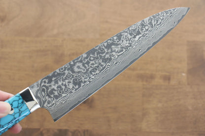 Thương hiệu Takeshi Saji R2/SG2 Thép Damascus đen Dao đa năng Gyuto dao Nhật 210mm chuôi dao làm từ đá Ngọc Lam