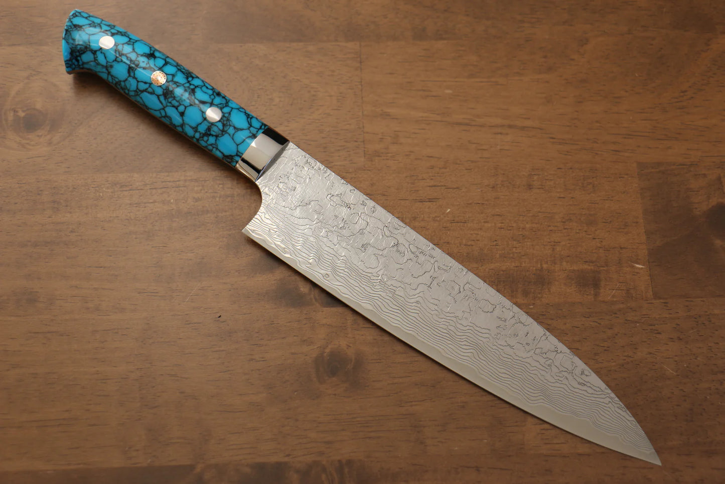 Thương hiệu Takeshi Saji R2/SG2 Lớp hoàn thiện Kim cương Dao đa năng Gyuto dao Nhật 210mm chuôi dao làm từ đá Ngọc Lam xanh  dương