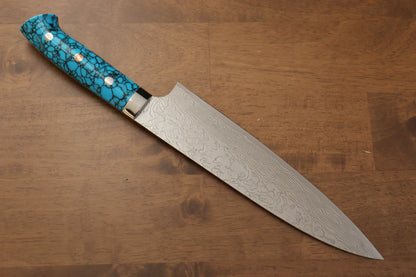 Thương hiệu Takeshi Saji R2/SG2 Lớp hoàn thiện Kim cương Dao đa năng Gyuto dao Nhật 210mm chuôi dao làm từ đá Ngọc Lam xanh  dương