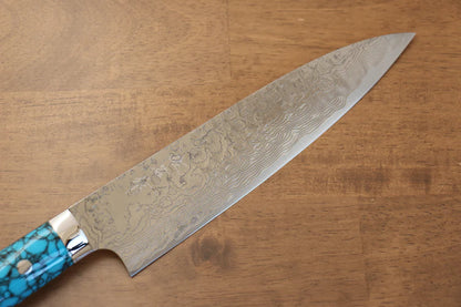 Thương hiệu Takeshi Saji R2/SG2 Lớp hoàn thiện Kim cương Dao đa năng Gyuto dao Nhật 210mm chuôi dao làm từ đá Ngọc Lam xanh  dương