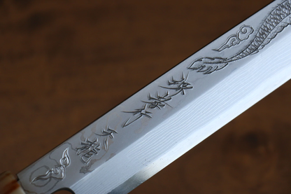 Free ship - Thương hiệu Sakai Takayuki Thiên Long Uzushio Series, Thép xanh No.2 Chạm khắc hình rồng, Dao thái cá shashimi chuyên dụng Yanagiba 300mm, Chuôi dao làm từ gỗ Mun đỏ, Có kèm bao dao, dao Nhật chính hãng cao cấp 5