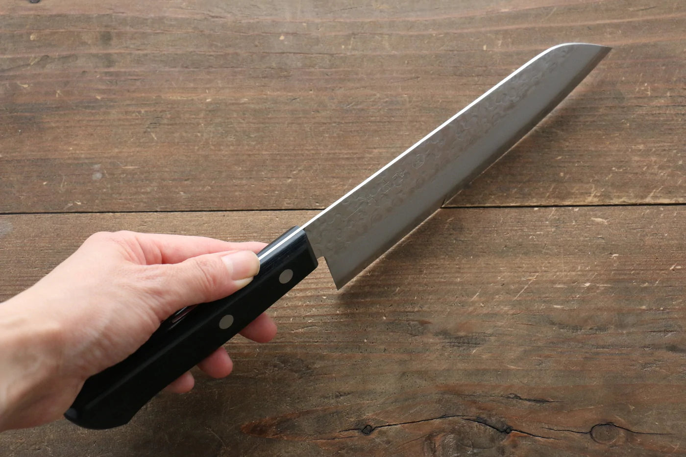 Thương hiệu Takamura Knives Thép Chromax Rèn thủ công Dao đa năng Santoku dao Nhật 170mm chuôi dao gỗ Pakka đen