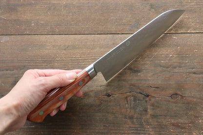 Marke Takamura Knives Chromax-Stahl Handgeschmiedetes Santoku-Mehrzweckmesser Japanisches Messer 170 mm brauner Sperrholzgriff