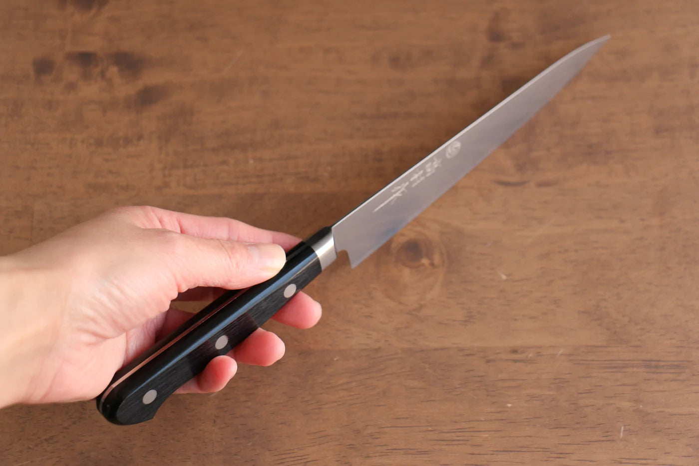 Takamura Marke VG10 Migaki kleines Allzweckmesser Petty japanisches Messer 150 mm schwarzer Pakka-Holzgriff
