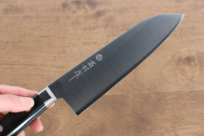 Thương hiệu Takamura Knives VG10 Dao đa năng Santoku dao Nhật 170mm Tay cầm bằng gỗ Pakka đen