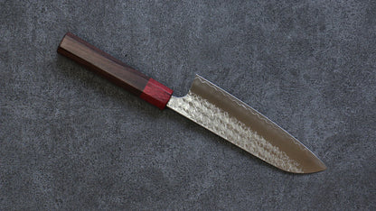 Thương hiệu Yoshimi Kato  R2/SG2 Rèn thủ công Dao đa năng Santoku dao Nhật 165mm chuôi dao gỗ Đàn Hương ( đính vòng gỗ ép đỏ)