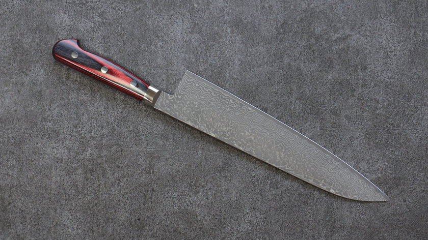 Thương hiệu Yoshimi Kato VG10 Thép Damascus Dao đa năng Gyuto dao Nhật 240mm chuôi dao gỗ ép đỏ