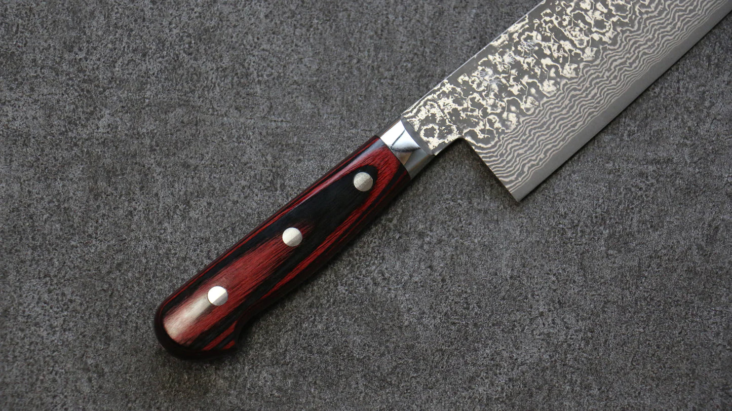 Thương hiệu Yoshimi Kato VG10 Thép Damascus Dao đa năng Gyuto dao Nhật 240mm chuôi dao gỗ ép đỏ