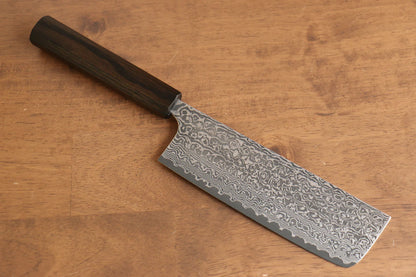 Thương hiệu Yoshimi Kato VG10 Thép Damascus Dao thái rau chuyên dụng Nakiri dao Nhật 165mm chuôi dao hoa văn sơn mài Ange (đen)