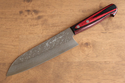 Thương hiệu Yoshimi Kato VG10 Rèn thủ công (hình tròn) Dao đa năng Santoku dao Nhật 170mm gỗ ép đỏChuôi dao