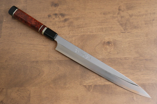 Marke Yu Kurosaki Blauer Stahl Nr. 2 Spiegelbeschichtetes Yanagiba-Spezial-Shashimi-Fischmesser Japanisches Messer 270 mm Griff aus Karinbaumholz