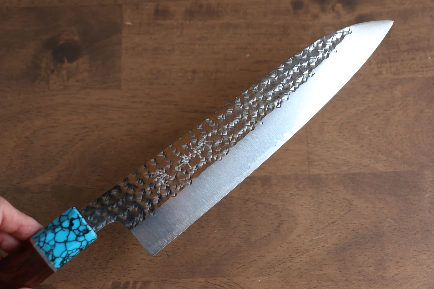 Thương hiệu Yu Kurosaki Ánh Sáng Senko R2/SG2 Rèn thủ công Dao đa năng Gyuto dao Nhật 210mm chuôi chuôi  dao gỗ hồng mộc (bọc xang ngọc lam)