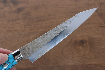 Marke Yu Kurosaki Light Senko R2/SG2 Handgeschmiedetes Mehrzweck-Kleinmesser Kleines japanisches Messer 130 mm Türkiser Stein