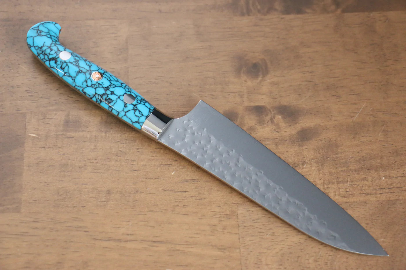 Marke Yu Kurosaki Light Senko R2/SG2 Handgeschmiedetes Santoku-Mehrzweckmesser, 150 mm japanischer Türkisstein