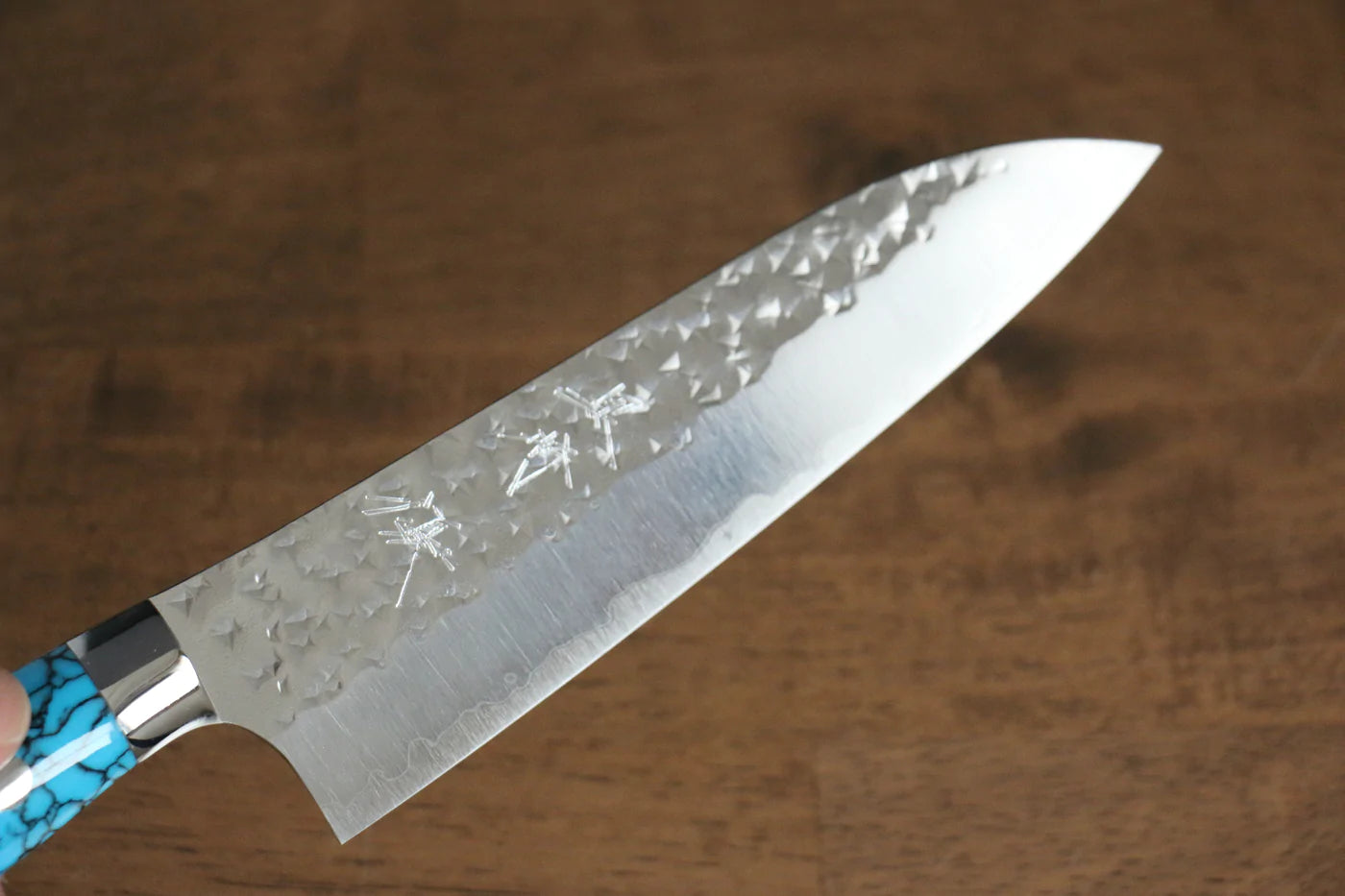 Marke Yu Kurosaki Light Senko R2/SG2 Handgeschmiedetes Santoku-Mehrzweckmesser, 150 mm japanischer Türkisstein