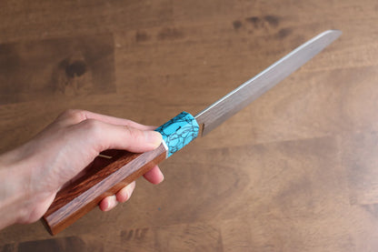 Thương hiệu Yu Kurosaki dòng Ánh Sáng Senko thép R2/SG2 dao rèn thủ công Dao đa năng Santoku dao Nhật 165mm chuôi dao gỗ hồng mộc (bọc xanh ngọc lam)