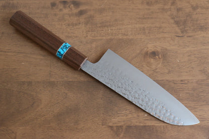 Thương hiệu Yu Kurosaki Ánh Sáng Senko R2/SG2 Rèn thủ công Dao đa năng Santoku dao Nhật 165mm chuôi chuôi  dao gỗ cây óc chó (bọc xanh ngọc lam)