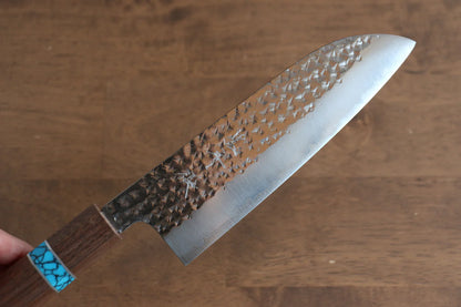 Thương hiệu Yu Kurosaki Ánh Sáng Senko R2/SG2 Rèn thủ công Dao đa năng Santoku dao Nhật 165mm chuôi chuôi  dao gỗ cây óc chó (bọc xanh ngọc lam)