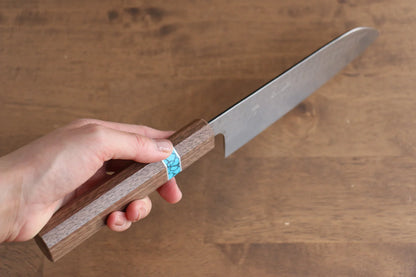 Thương hiệu Yu Kurosaki Ánh Sáng Senko R2/SG2 Rèn thủ công Dao đa năng Santoku dao Nhật 165mm chuôi chuôi  dao gỗ cây óc chó (bọc xanh ngọc lam)