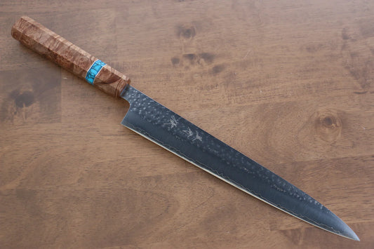 Marke Yu Kurosaki Light Senko R2/SG2 Handgeschmiedetes Spezial-Rippenmesser Japanisches Sujihiki-Messer 270 mm Griff aus Ahornholz (Messergriff aus Holz in Maserungsfarbe).