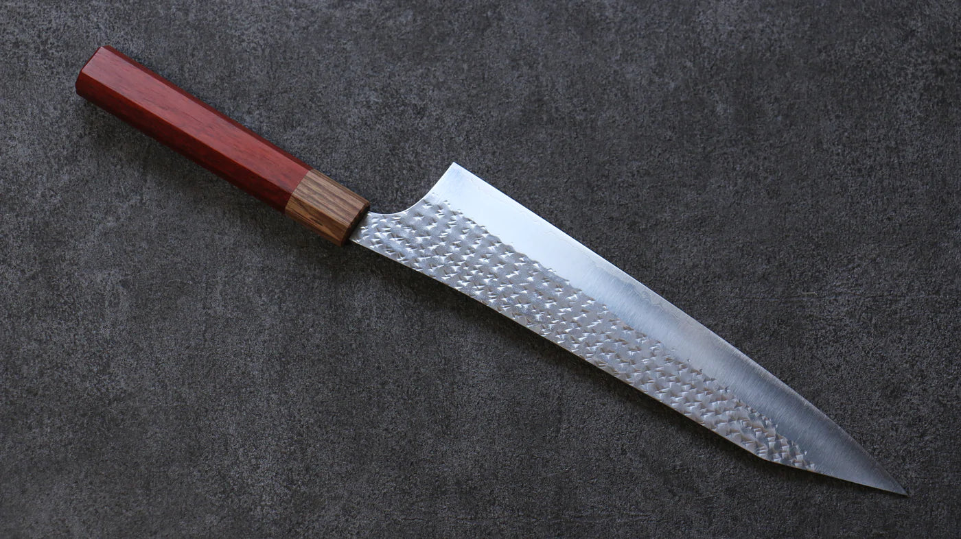 Hochwertiges japanisches Messer – Yu Kurosaki handgeschmiedetes Mehrzweckmesser Gyuto-Serie Senko Ei-Stahl R2/SG2 240 mm mit Padoauk-Holzgriff