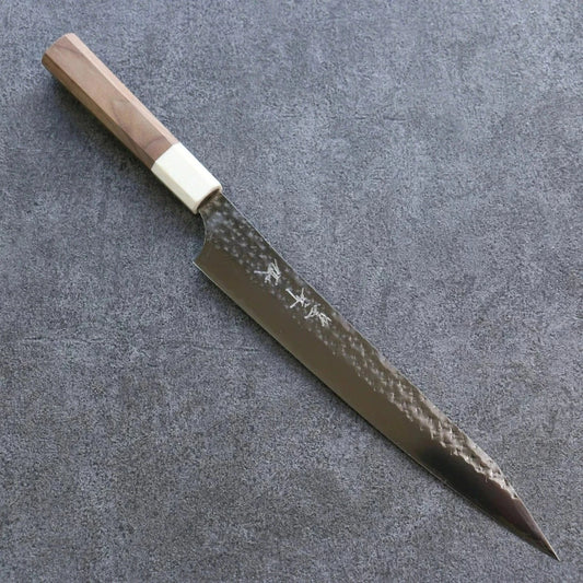 Hochwertiges japanisches Messer – Yu Kurosaki Senko Ei-Serie, Susjihiki-Spezialmesser mit Rippen, R2/SG2-Stahl, Griff aus Walnussholz, 240 mm