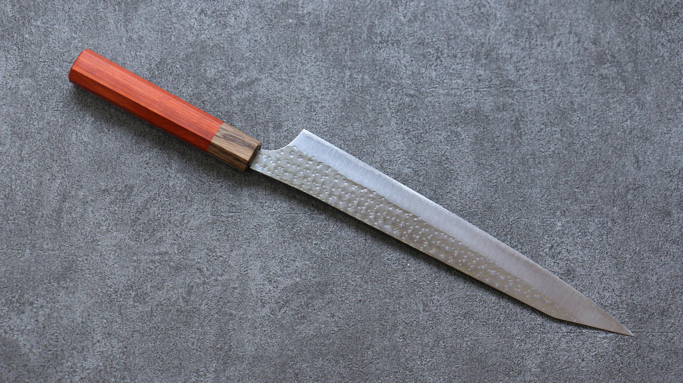 Marke Yu Kurosaki Light Senko EI R2/SG2 Handgeschmiedetes Spezialmesser mit Rippenmuster, japanisches Sujihiki-Messer, 270 mm Griff aus Palisander