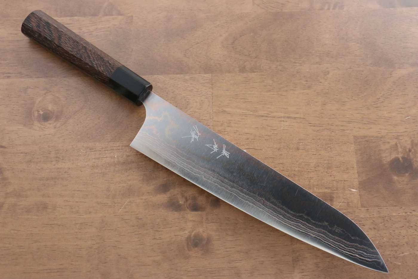 Marke Yu Kurosaki Phoenix VG10 Farbiges Gyuto-Mehrzweckmesser aus Damaststahl, japanisches Messer, 240 mm Griff aus Wengeholz