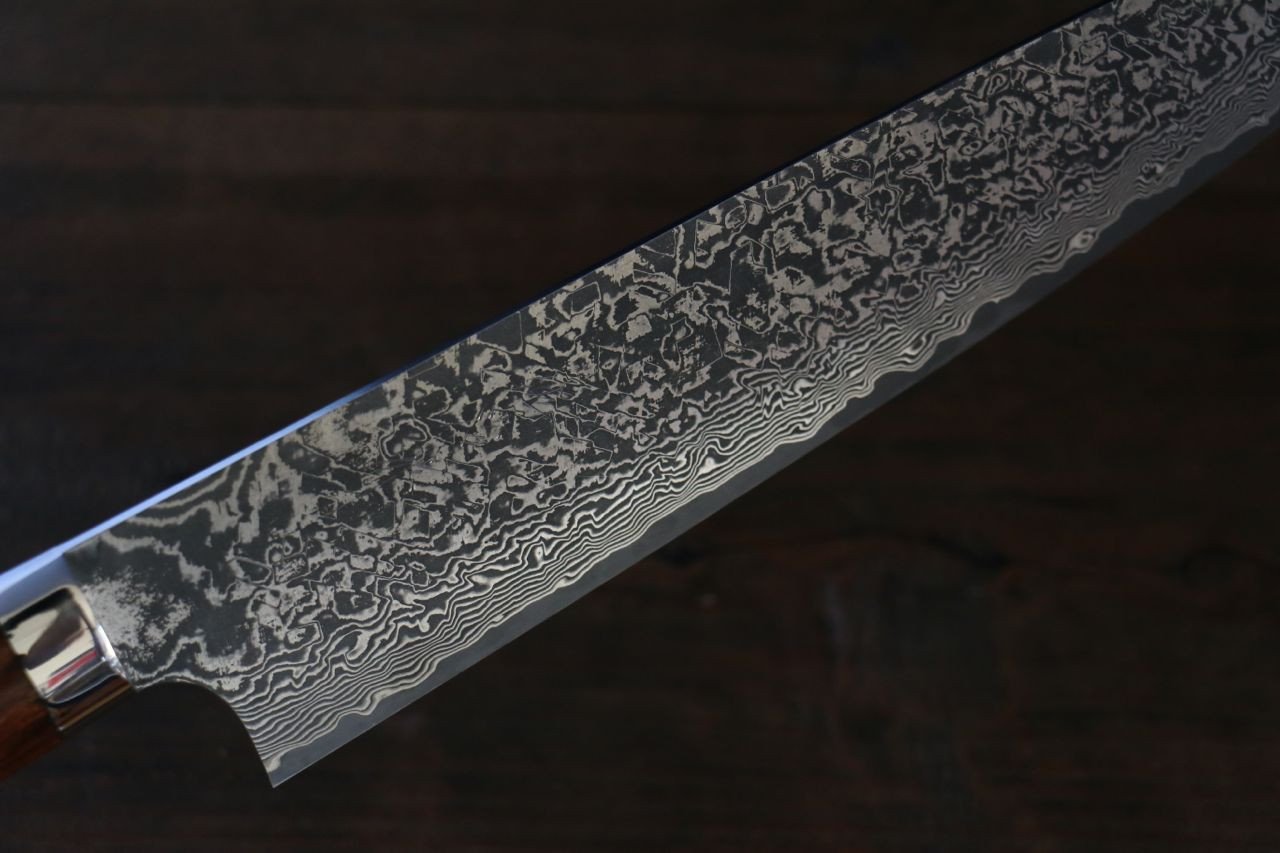 Takeshi Saji R2 Black Damascus Gyuto with Iron Wood Handle Japanese Chef Knife 210mm - Japanny - Best Japanese Knife