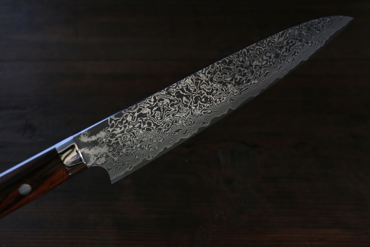 Takeshi Saji R2 Black Damascus Gyuto with Iron Wood Handle Japanese Chef Knife 210mm - Japanny - Best Japanese Knife