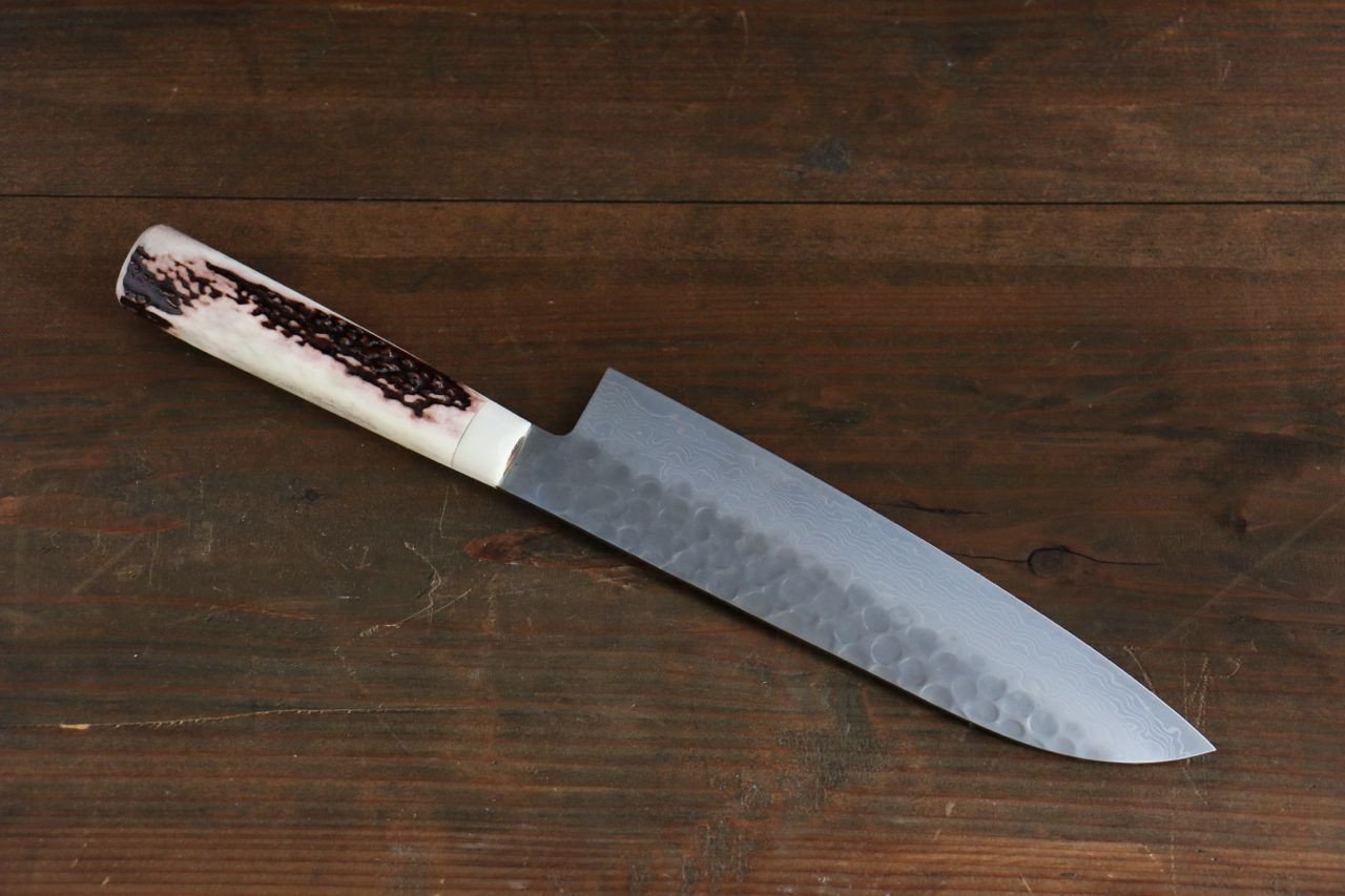Sakai Takayuki 45 Layer Damascus Santoku Japanese Kitchen Chef Knife with Deer Horn Handle - Japanny - Best Japanese Knife