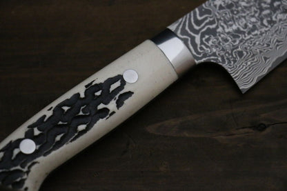 Takeshi Saji R2/SG2 Black Damascus Japanese Santoku Knife with Bone Handle - Japanny - Best Japanese Knife