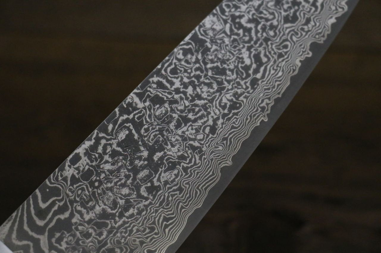 Takeshi Saji R2/SG2 Black Damascus Japanese Santoku Knife with Bone Handle - Japanny - Best Japanese Knife