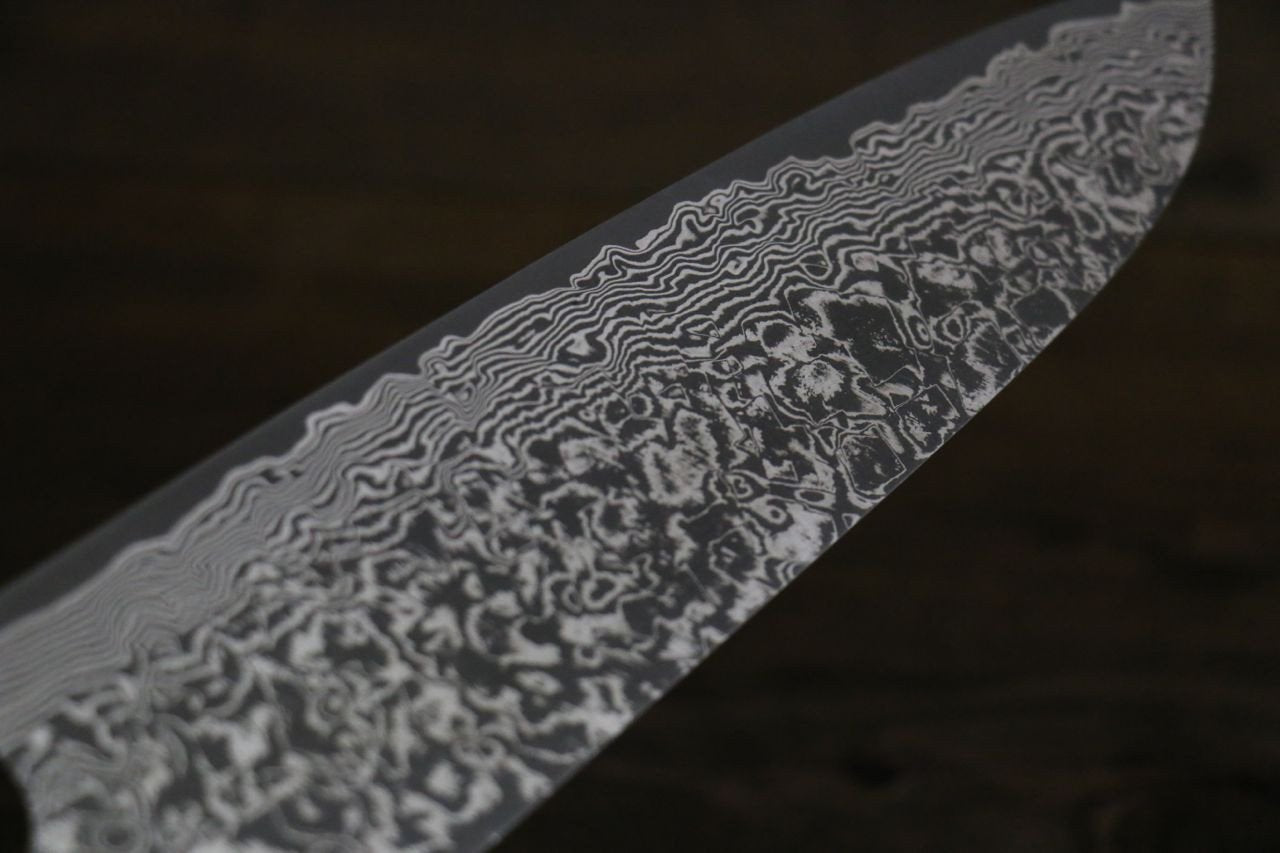 Takeshi Saji R2/SG2 Black Damascus Japanese Santoku Knife with Bone Handle - Japanny - Best Japanese Knife