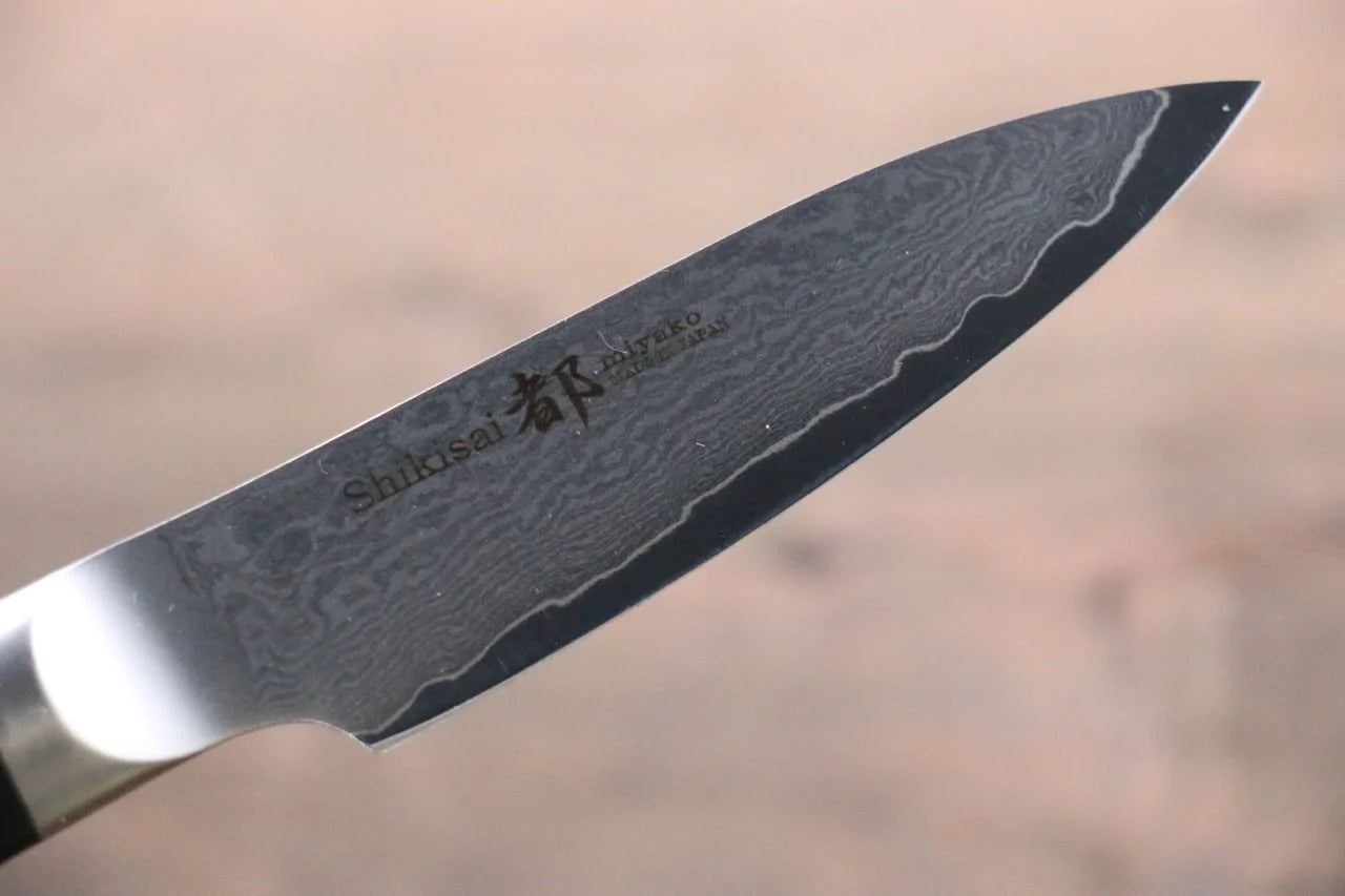 Miyako Marke AUS8 33-lagiger Damaststahl. Spezialisierter Schäler, japanisches Messer 85 mm