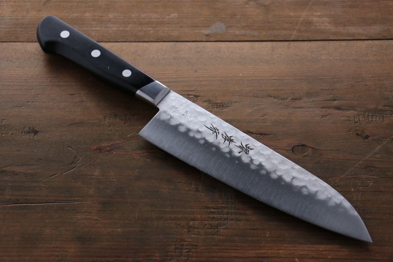 Sakai Takayuki 3 Layer Hammered Blue Steel Core Santoku Japanese Chef Knife, 180mm - Japanny - Best Japanese Knife