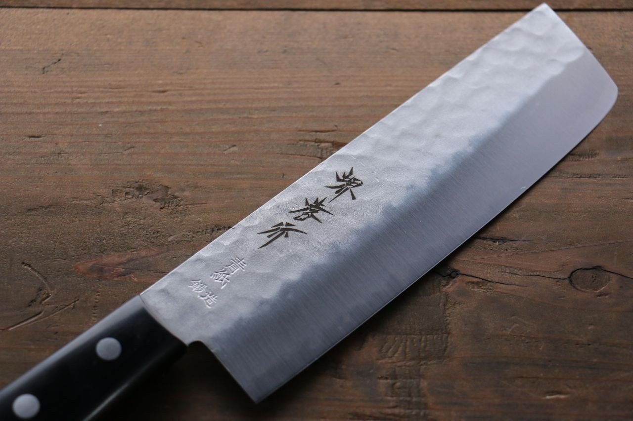 Sakai Takayuki 3 Layer Hammered Blue Steel Core Nakiri Japanese Chef Knife, 165mm - Japanny - Best Japanese Knife