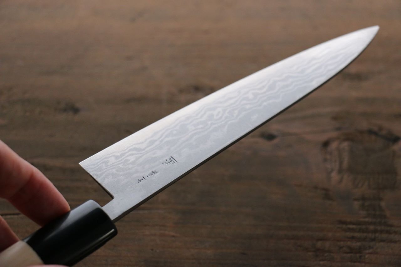 Shigeki Tanaka Blue Steel No.2 17 Layer Damascus Japanese Chef's Petty Knife 150mm with  Magnolia Handle (ferrule: Water Buffalo) - Japanny - Best Japanese Knife