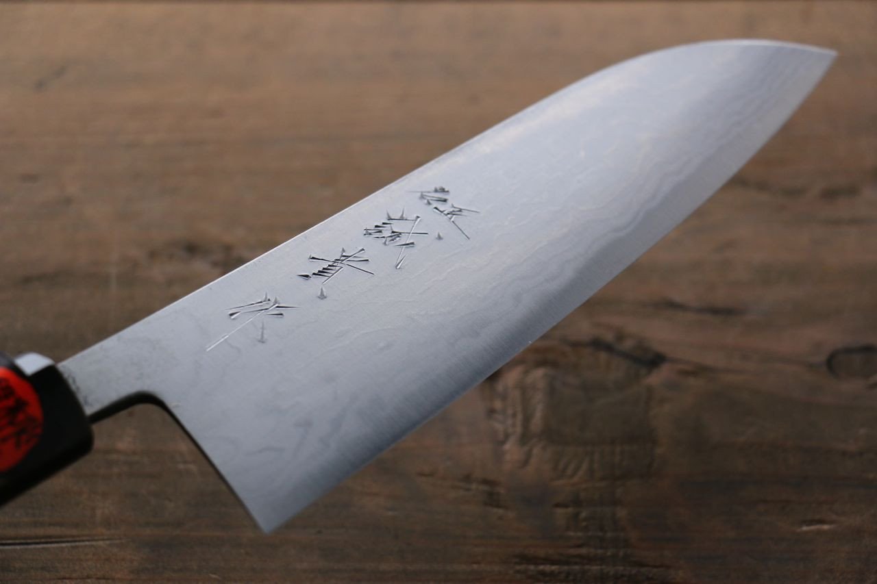 Shigeki Tanaka Blue Steel No.2 17 Layer Damascus Japanese Chef's Santoku Knife 165mm with  Magnolia Handle (ferrule: Water Buffalo) - Japanny - Best Japanese Knife