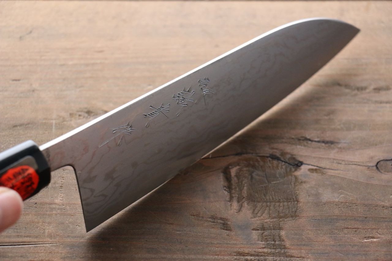 Shigeki Tanaka Blue Steel No.2 17 Layer Damascus Japanese Chef's Santoku Knife 165mm with  Magnolia Handle (ferrule: Water Buffalo) - Japanny - Best Japanese Knife