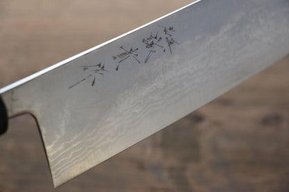 Shigeki Tanaka Blue Steel No.2 17 Layer Damascus Japanese Chef's Nakiri Knife 165mm with Magnolia Handle (ferrule: Water Buffalo) - Japanny - Best Japanese Knife