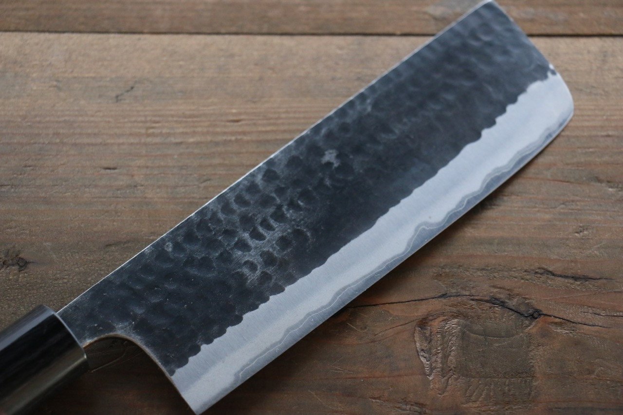 Katsushige Anryu 3 Layer Cladding Blue Super Core Hammerd Japanese Chef's Nakiri Knife 165mm - Japanny - Best Japanese Knife